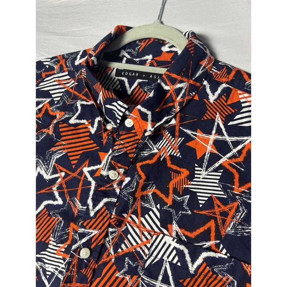 Edgar + Ash Shirt Mens XXL Stars Patriotic‎ Button Up Short Sleeve USA July 4th